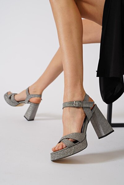 Moda Pie Purpe Cross Strap Evening Dress Women's Shoes Platinum Glitter