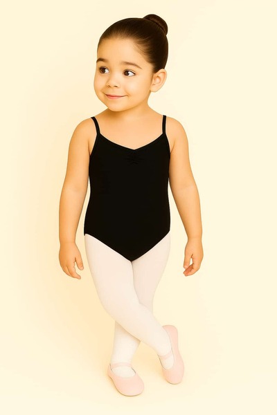 Ada Kostüm Tasarım Black Thin Strap Ballet Leotard-Children