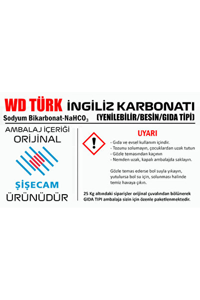 WD Türk İngiliz Karbonatı (Yenilebilir/Gıda Tipi) Saf 1 kg - E500