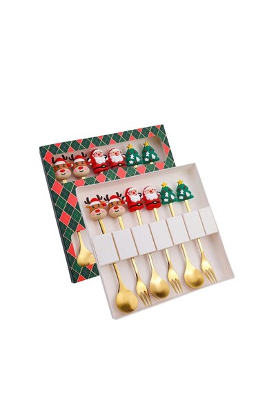 OEM Set of Stainless Steel Spoon and Fork for Christmas - Festive Cutlery with Cute Designs, Perfect Gif