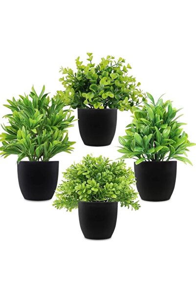 Generic LELEE Artificial Potted Plants Mini Fake Plants, 4 Pack Small Eucalyp...