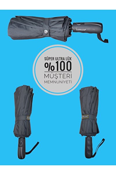 Rainwalker Süper Ultra Premium Lüks 16 Telli Tam Otomatik Rüzgar Korumalı Rüzgarda Kırılmayan Şemsiye