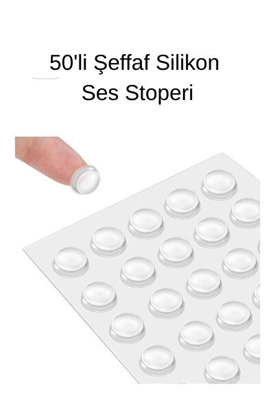 PudraLuna Yapışkanlı Silikon, Çekmece Dolap Kapağı, Kapı Ses Stoperi 50'li