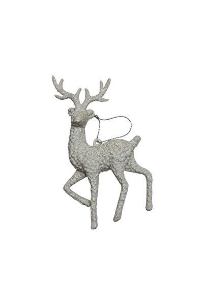 Sezy Στολίδι Χριστουγεννιάτικου Δέντρου 7x15 εκ. Ασημένιο Ελάφι Πολυτελές Χριστουγεννιάτικο Στολίδι