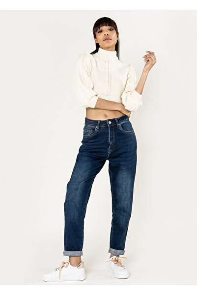 Nina Carter Blugi de damă Mom Fit, albastru închis, B-P502-9 M8