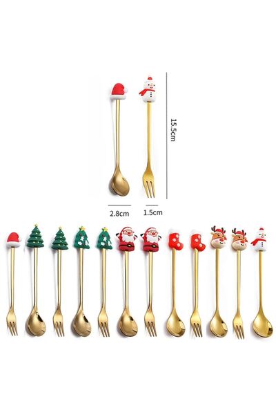 OEM Christmas Stainless Steel Cutlery Set with Spoons and Forks, Festive Design, Silver