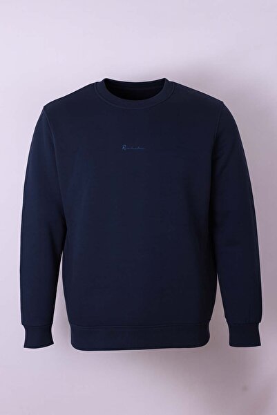 trender O Neck 3 Thread Ribbed Indigo Men's Sweatshirt 5012