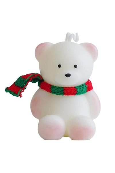 Generic Brand Scarf Bear Scented Candle,English Pear Freesia Scent White Cute...