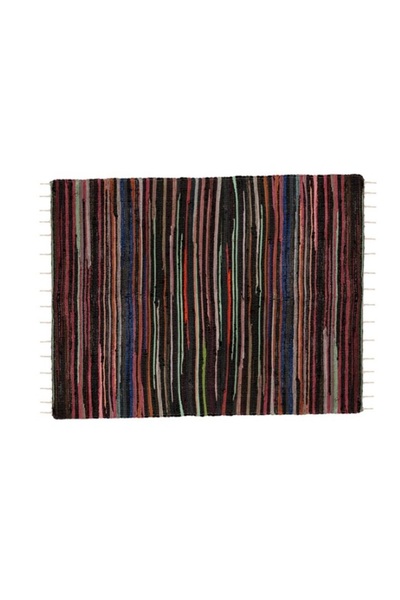 Davida Dreams Cross-stitch rug, woven cotton rags, rustic, colorful stripes, 120 x 150 cm