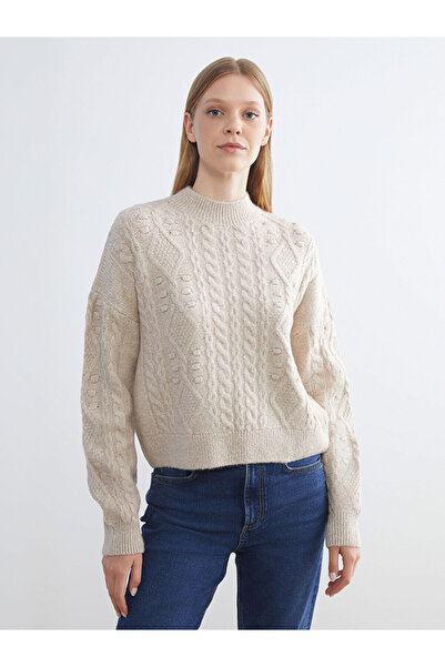 LC Waikiki Alegeri strălucitoare de la Shining Store |   Pulover tricotat pentru femei cu jumătate de gât înalt, cu model