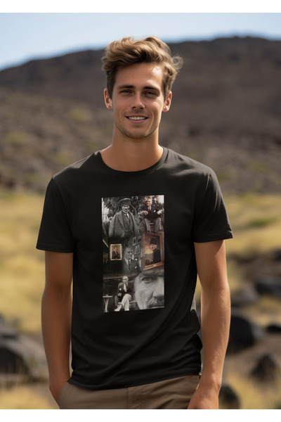 Stil Ανδρικό μπλουζάκι με στάμπα ATATURK, 100% ΒΑΜΒΑΚΙ, ΚΑΝΟΝΙΚΟ ΕΦΑΡΜΟΓΕΙΣΜΟ