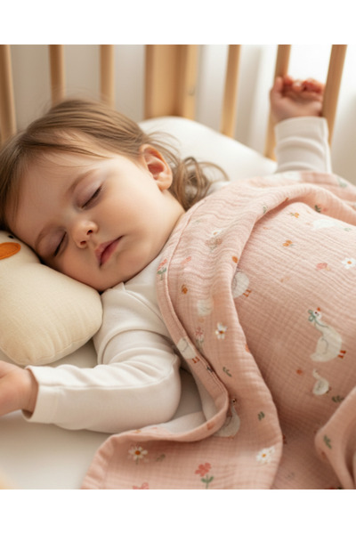 Zezig Duck Lady - Pink Muslin Blanket