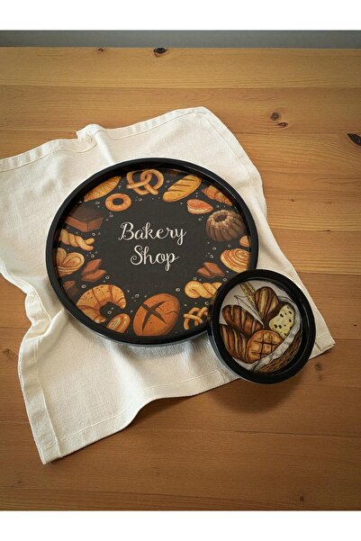unique florya Bakery Shop Duo Set – Round Tray & Coaster (Set of 2)