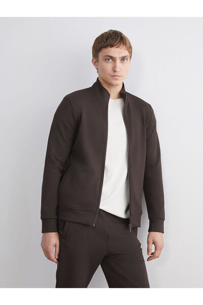 LC Waikiki Mg trenden brown Mock Neck men's zippered sweatshirt