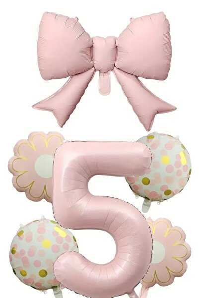 DÜVENCİ TİCARET pembe fiyonk ayçiçeği folyo balon set doğum günü konsepti