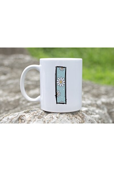 Beramussa كوب على شكل حرف I مزين بنقشة زهرة الأقحوان، كوب شاي وقهوة مزين بالز...