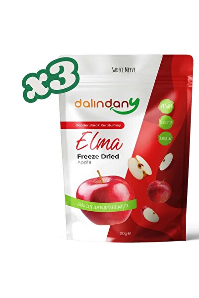 Dalindany Dondurularak Kurutulmuş Elma Dilimleri 3'lü paket 20 Gram x 3