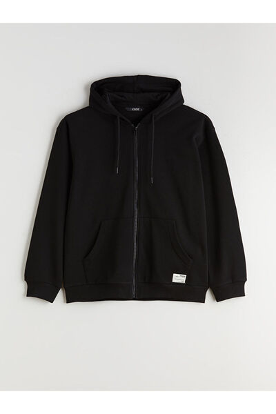 LC Waikiki سترة رجالية سوداء سميكة بسحاب من MG TRENDEN بغطاء رأس