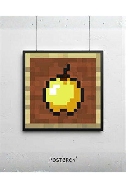 Minecraft Altın Elma Goldan Apple Kare Kanvas Tablo