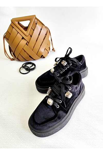 Of&Off Women's Genuine Leather Shoes with Velvet Detail