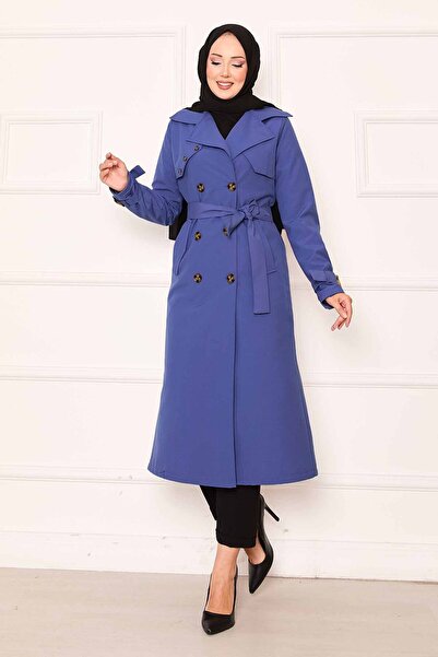 EBRUTESETTÜR Comfortable Fit Double Breasted Button Detailed Sleeves Adjusted Trench Coat