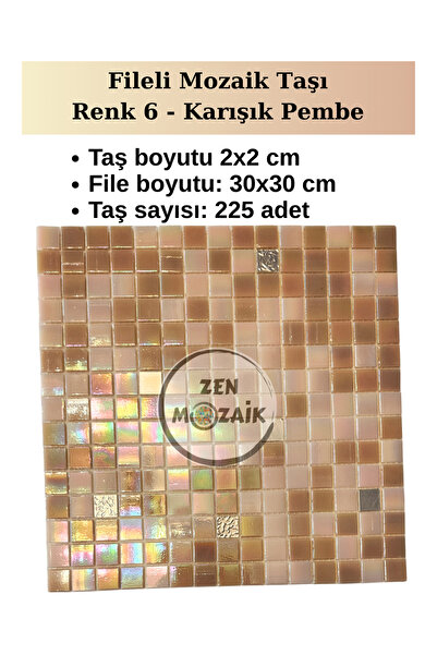 Zen Mozaik حجر فسيفساء زجاجي شبكي لأعمالك الفنية الفسيفسائية - حجم الفسيفساء:...