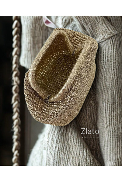 Zlato Γυναικεία χρυσή πλεκτή στο χέρι κομψή τσάντα για καθημερινές και ειδικές περιστάσεις