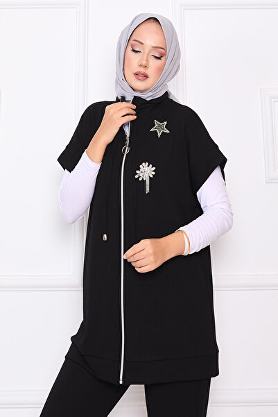EBRUTESETTÜR Stone Embroidered Zippered Vest Set