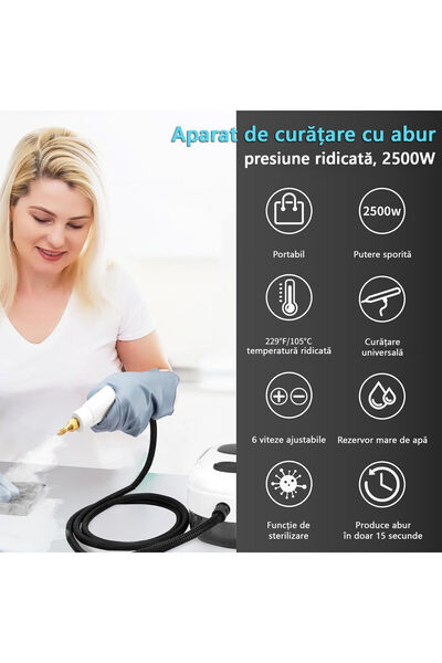 victiny Steam Cleaner, LittleDomi, 2500W, 3Bar, 1.1l Tank, Fast Heating 15s, 6 Levels, Touch Screen, 8