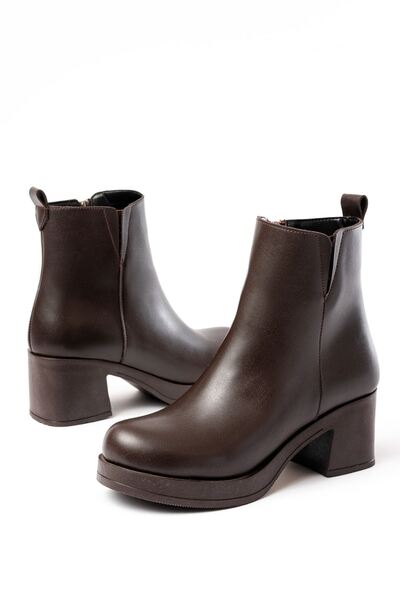 Rainon Store It Will Bring Comfort to Your Style: Brown Elastic & Zippered Thick-Heeled Casual Women's Boots