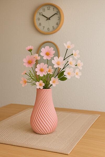 ARC TİCARET Pembe Spiral Tasarım 3D Baskı Vazo