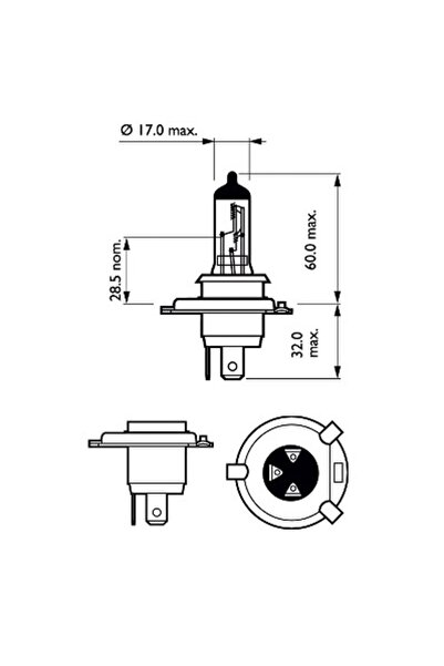 Philips HEADLIGHT BULB H4 60/55W 12V RACING VISION GT200 (blister)