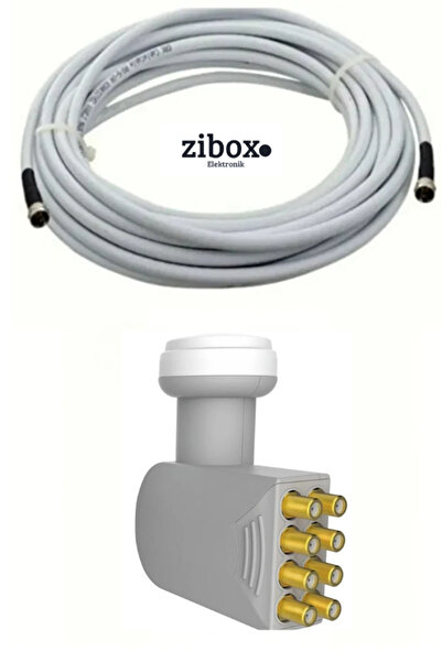 Zibox 50 Metre Uydu Kablosu + Sekiz Çıkış Çanak Uydu 4k Full Hd Lnb (4 Adet F...