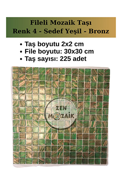 Zen Mozaik Sanatsal Mozaik Çalışmalarınız için Fileli Cam Mozaik Taşı - Mozai...