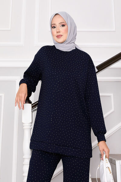 EBRUTESETTÜR Shimmering Crew Neck Two-Piece Set