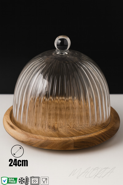 Maloria Akasya Standlı Cam Kek Fanusu | 19cm