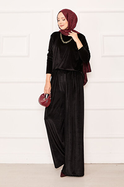 EBRUTESETTÜR Άνετο βελούδινο σετ δύο τεμαχίων μαύρο