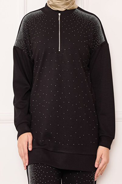 EBRUTESETTÜR Half Zippered Double Suit with Sprinkled Stones