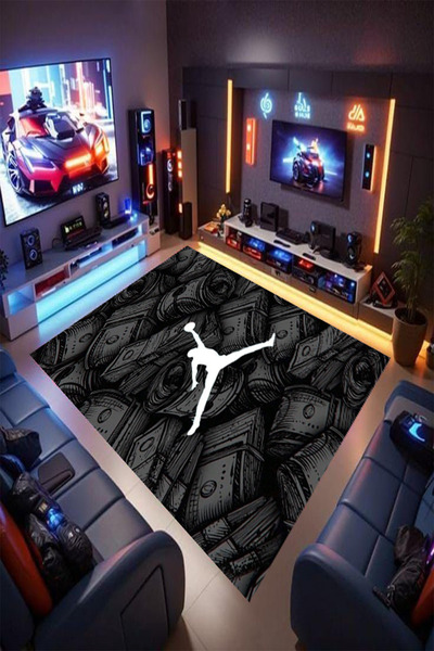 Reyhani NBA JORDON Desenli Kaymaz Taban Makinede Yıkanabilir Gaming Oyuncu Ga...