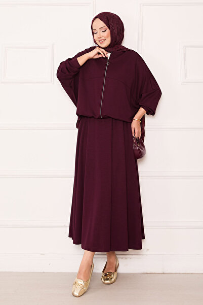 EBRUTESETTÜR Zippered Bomber Jacket Skirt Set