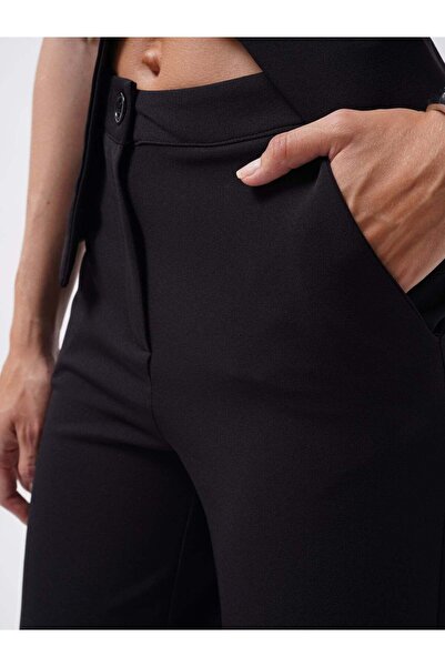 Maxi modena Wide Leg Midi Length Black Trousers - 40