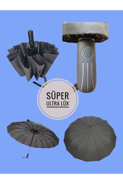 Rainwalker Süper Ultra Premium Lüks 16 Telli Tam Otomatik Rüzgar Korumalı Rüzgarda Kırılmayan Şemsiye