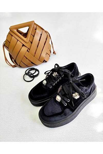 Of&Off Women's Genuine Leather Shoes with Velvet Detail