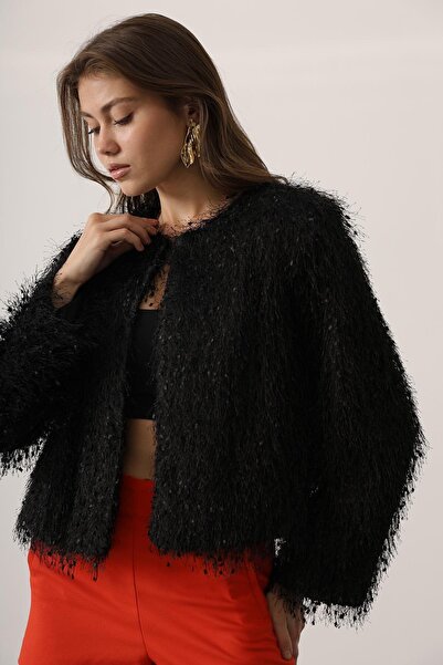 İldies store Püsküllü ışıltılı siyah ceket yeni