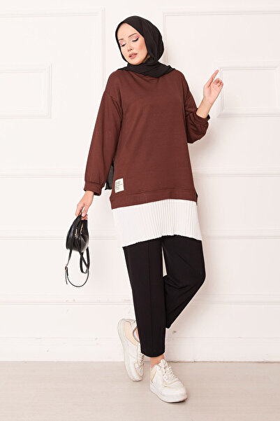 EBRUTESETTÜR Pleated Skirt Paneled Casual Tunic