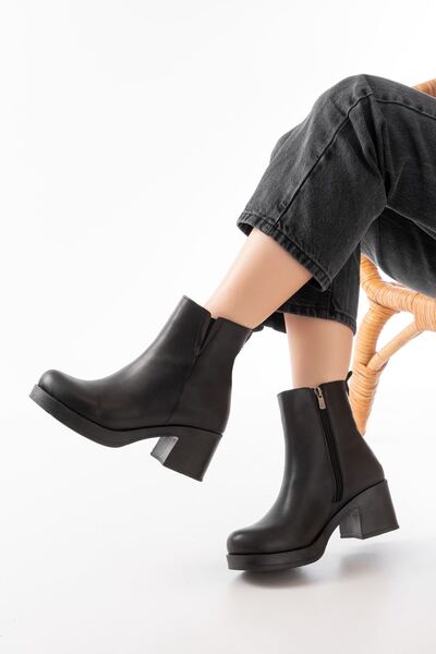 Rainon Store It Will Bring Comfort to Your Style: Black Elastic & Zippered Thick Heeled Casual Women's Boots