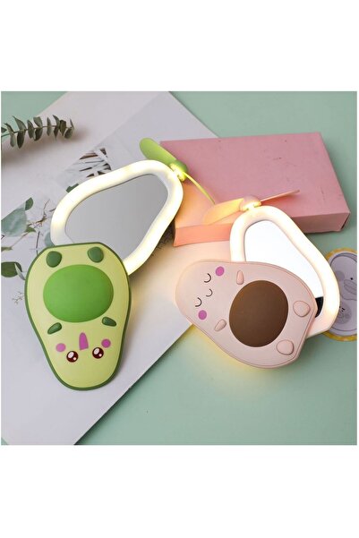 nesever store Avokado Işıklı El Aynası Ve Mini Fan, 12x7