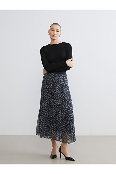 LC Waikiki Patterned Chiffon Pleated Skirt with Elastic Waist