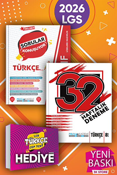 Pruva Akademi 2026 LGS 8.Sınıf Türkçe Sorular Konuşuyor ve 32 Haftalık Deneme...