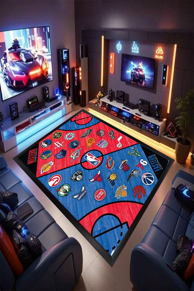 Reyhani NBA LOGO Desenli Kaymaz Taban Makinede Yıkanabilir Gaming Oyuncu Game...